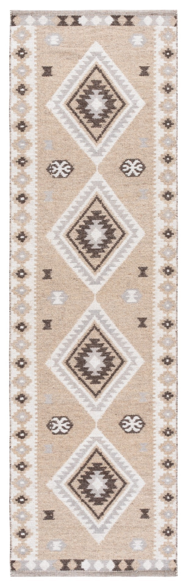 Safavieh Kilim Plush Area Rug - Timeless Contemporary Design With Elegant Geometric Motifs For Any Room Beige ,Brown 90% Wool,10% Polyester Klm879b-4