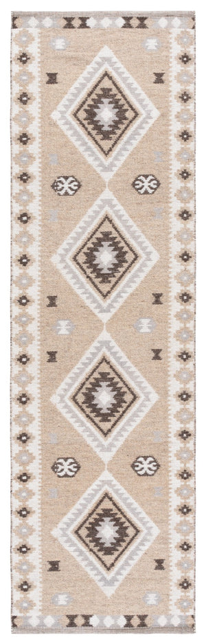 Safavieh Kilim Plush Area Rug - Timeless Contemporary Design With Elegant Geometric Motifs For Any Room Beige ,Brown 90% Wool,10% Polyester Klm879b-4