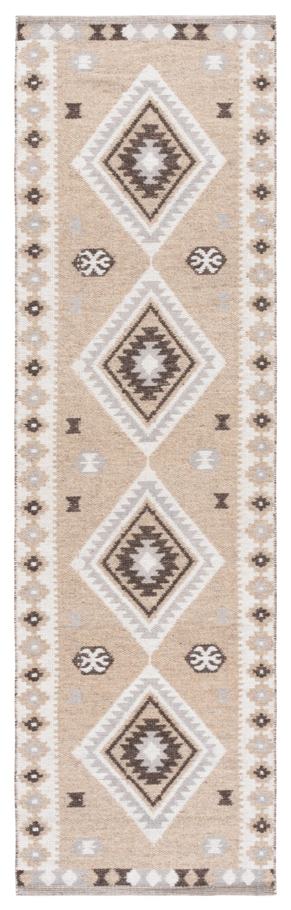 Safavieh Kilim Plush Area Rug - Timeless Contemporary Design With Elegant Geometric Motifs For Any Room Beige ,Brown 90% Wool,10% Polyester Klm879b-4