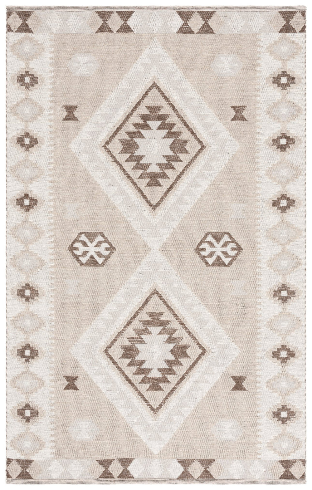 Safavieh Kilim Runner Rug - Rustic Elegance With Geometric Motifs, Perfect For High-traffic Areas, Crafted In India Beige ,Brown 90% Wool,10% Polyester Klm879b-5