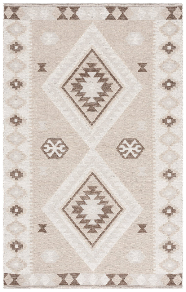 Safavieh Kilim Runner Rug - Rustic Elegance With Geometric Motifs, Perfect For High-traffic Areas, Crafted In India Beige ,Brown 90% Wool,10% Polyester Klm879b-5