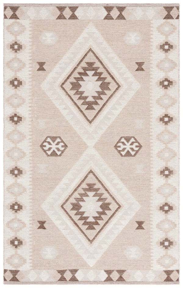 Safavieh Kilim Plush Area Rug - Timeless Contemporary Design With Elegant Geometric Motifs For Any Room Beige ,Brown 90% Wool,10% Polyester Klm879b-4