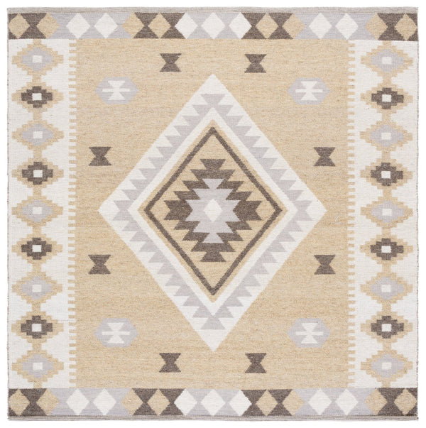 Safavieh Kilim Runner Rug - Rustic Elegance With Geometric Motifs, Perfect For High-traffic Areas, Crafted In India Beige ,Brown 90% Wool,10% Polyester Klm879b-6sq