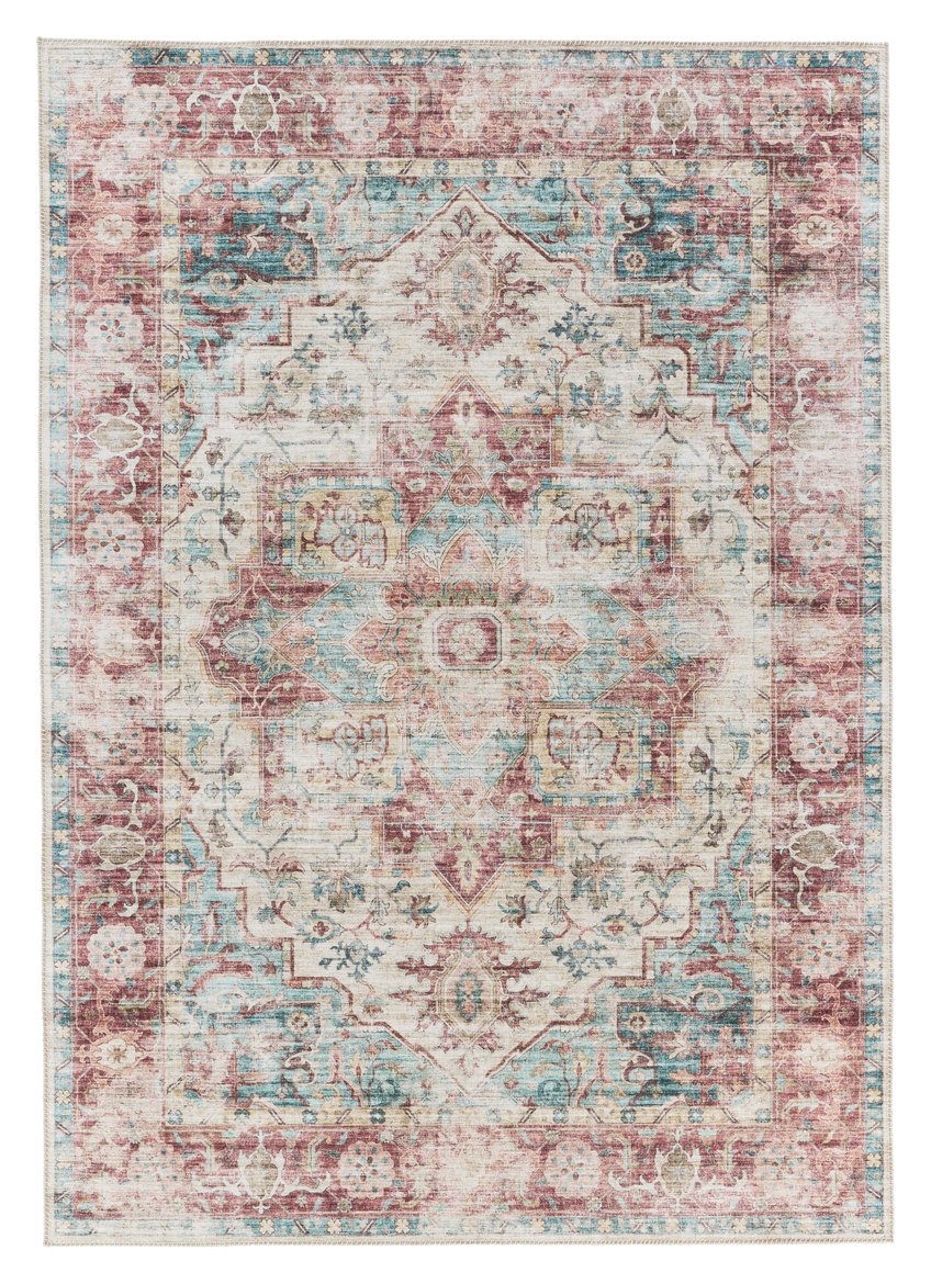 Jaipur Living Kalesi Vandran Kls10 Powerloomed Machinemade 100% Polyester Vintage Medallion Indoor Rug Dark Red, Teal 100% Polyester, 70% Cotton 30% Polye Rug153822