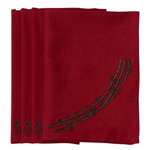 Hiend Accents Barbwire Napkin Set - Rustic Elegance For Your Dining Table, Perfect For Casual & Formal Occasions Red 55% Cotton,45% Linen Kn3190-os-rd
