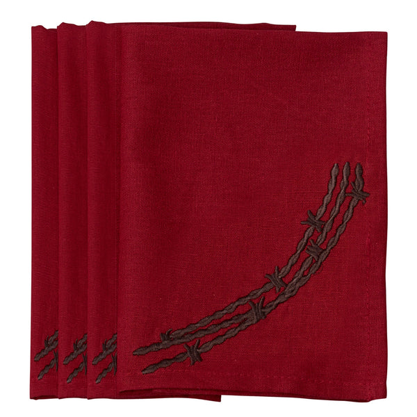 Hiend Accents Barbwire Napkin Set - Rustic Elegance For Your Dining Table, Perfect For Casual & Formal Occasions Red 55% Cotton,45% Linen Kn3190-os-rd