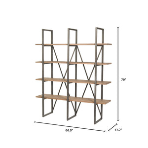 Lh Imports Kenya Large Cain Rack - Stylish Salvaged Grey Storage Solution With Durable Metal Frame & Ample Space Brown,Grey Reclaimed Pine,Metal Kna08