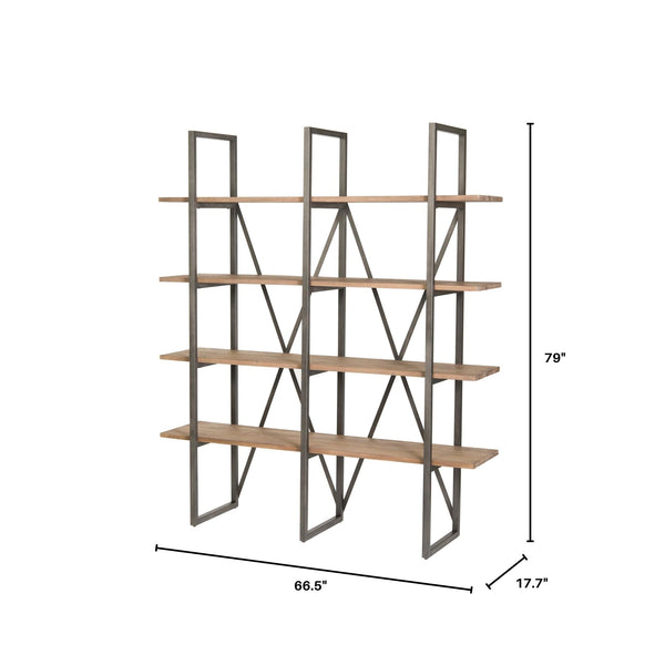 Lh Imports Kenya Large Cain Rack - Stylish Salvaged Grey Storage Solution With Durable Metal Frame & Ample Space Brown,Grey Reclaimed Pine,Metal Kna08