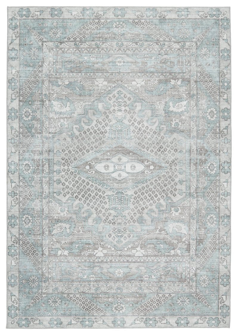 Jaipur Living Keyara By Nikki Chu Issa Knc01 Powerloomed Machinemade 100% Polyester Vintage Medallion Indoor Rug Blue, Light Gray 100% Polyester, 70% Poly 30% Cotton Rug152565