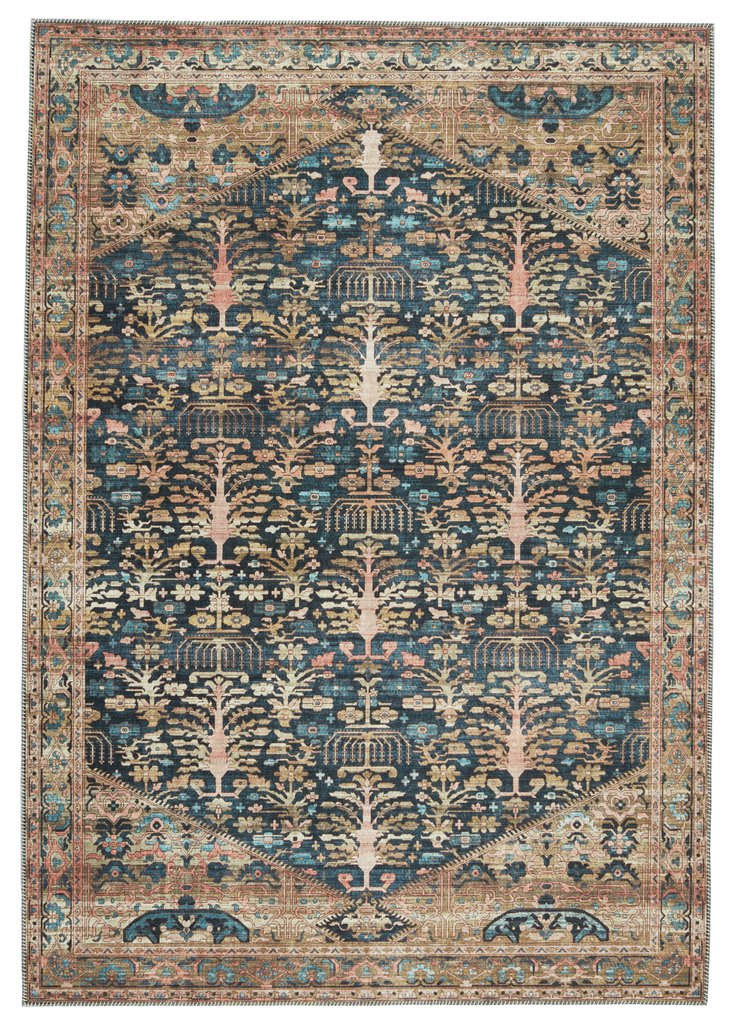 Jaipur Living Keyara By Nikki Chu Jayven Knc04 Powerloomed Machinemade 100% Polyester Vintage Medallion Indoor Rug Blue, Tan 100% Polyester, 70% Poly 30% Cotton Rug152577