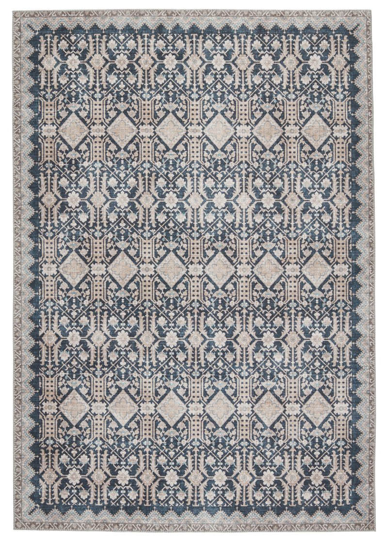 Jaipur Living Keyara By Nikki Chu Dalia Knc07 Powerloomed Machinemade 100% Polyester Traditional Trellis Indoor Rug Blue, Tan 100% Polyester, 70% Poly 30% Cotton Rug152590