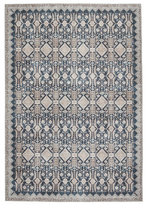 Jaipur Living Keyara By Nikki Chu Dalia Knc07 Powerloomed Machinemade 100% Polyester Traditional Trellis Indoor Rug Blue, Tan 100% Polyester, 70% Poly 30% Cotton Rug152590
