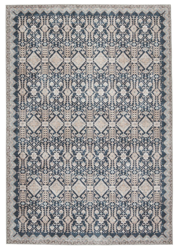 Jaipur Living Keyara By Nikki Chu Dalia Knc07 Powerloomed Machinemade 100% Polyester Traditional Trellis Indoor Rug Blue, Tan 100% Polyester, 70% Poly 30% Cotton Rug152590