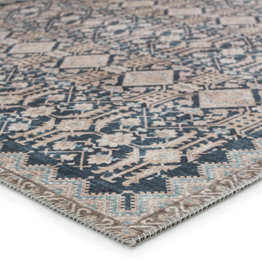 Jaipur Living Keyara By Nikki Chu Dalia Knc07 Powerloomed Machinemade 100% Polyester Traditional Trellis Indoor Rug Blue, Tan 100% Polyester, 70% Poly 30% Cotton Rug152590