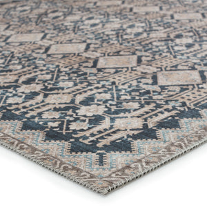 Jaipur Living Keyara By Nikki Chu Dalia Knc07 Powerloomed Machinemade 100% Polyester Traditional Trellis Indoor Rug Blue, Tan 100% Polyester, 70% Poly 30% Cotton Rug152590