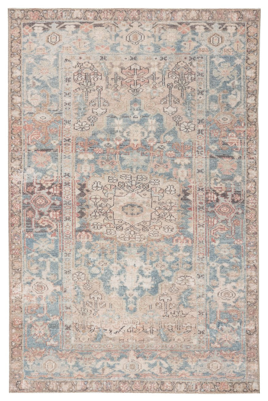 Jaipur Living Kindred Geonna Knd05 Powerloomed Machinemade 100% Polyester Vintage Medallion Indoor Rug Blue, Beige 100% Polyester, 80% Polyester 20% Co Rug146185
