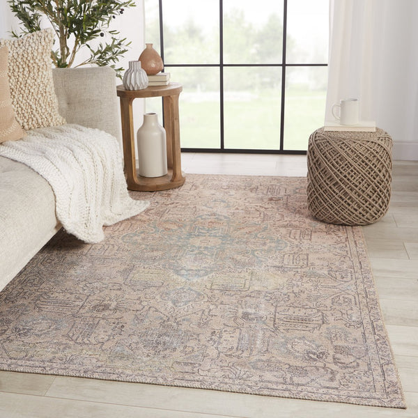 Jaipur Living Kindred Parisa Knd14 Powerloomed Machinemade 100% Polyester Traditional Medallion Indoor Rug Tan, Light Blue 100% Polyester, 80% Polyester 20% Co Rug150197