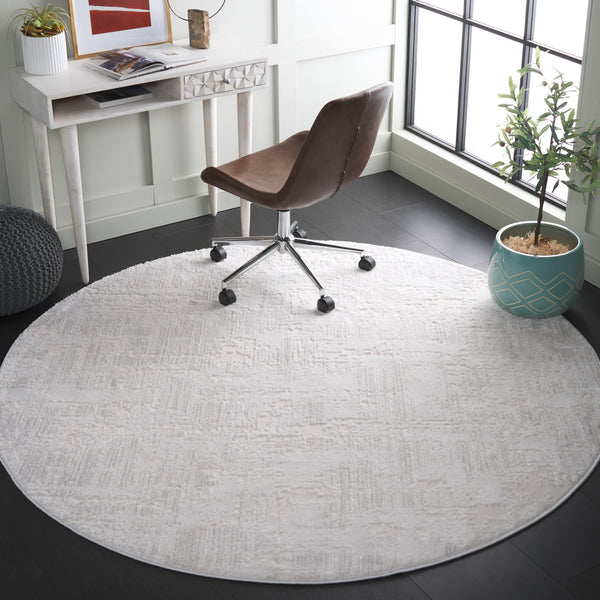 Safavieh Kingston Round Area Rug - Elegant Turkish Design, Soft Plush Texture, Perfect For Modern Living Spaces Ivory ,Light Grey 70% Polypropylene,30% Polyester Kng102a-7r