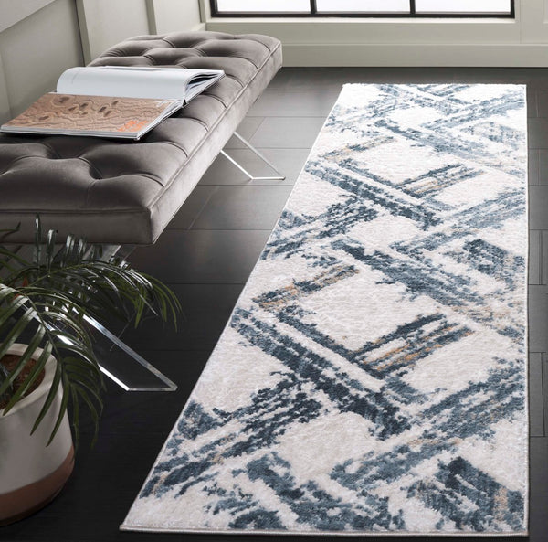 Safavieh Kingston Modern Area Rug - Captivating Blue And Ivory Design, Power-loomed For Lasting Quality Blue ,Ivory 70% Polypropylene,30% Polyester Kng108m-4