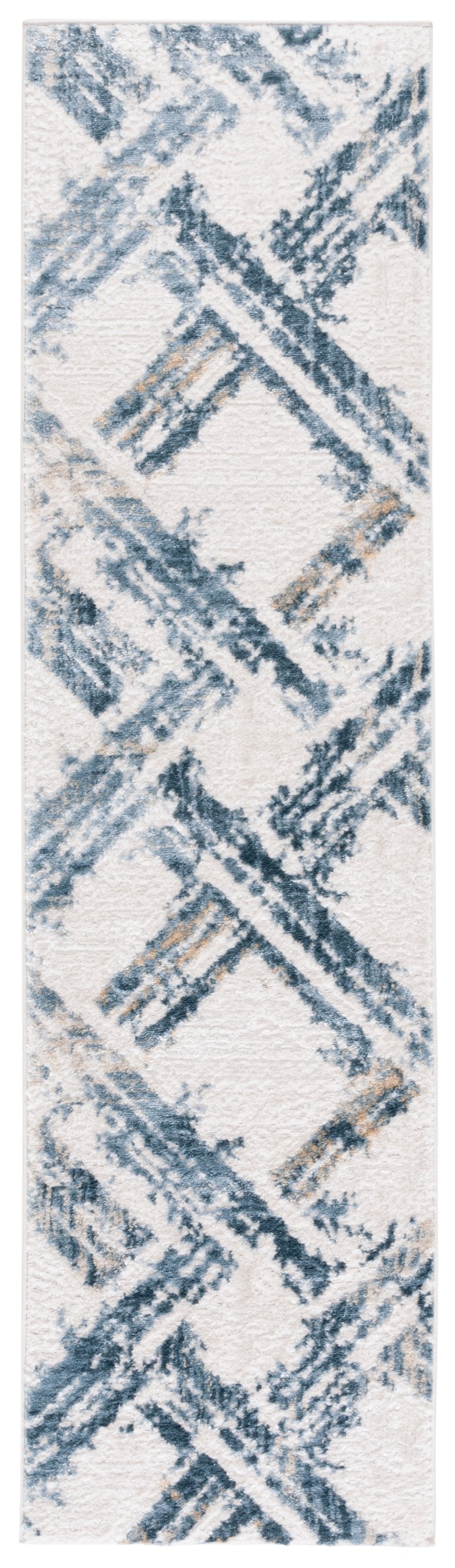 Safavieh Kingston Luxurious Turkish Runner Area Rug – Sophisticated Comfort With Modern Aesthetic Appeal Blue ,Ivory 70% Polypropylene,30% Polyester Kng108m-28