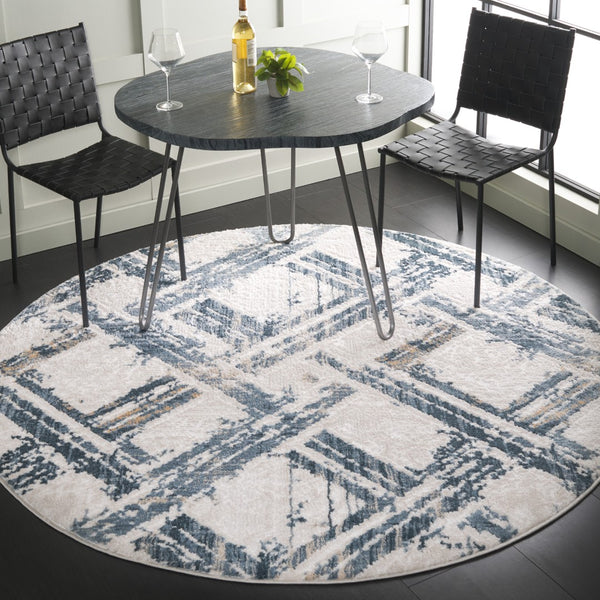 Safavieh Kingston Modern Area Rug - Captivating Blue And Ivory Design, Power-loomed For Lasting Quality Blue ,Ivory 70% Polypropylene,30% Polyester Kng108m-4