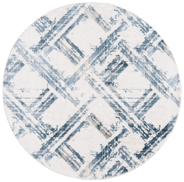 Safavieh Kingston Modern Area Rug - Captivating Blue And Ivory Design, Power-loomed For Lasting Quality Blue ,Ivory 70% Polypropylene,30% Polyester Kng108m-4