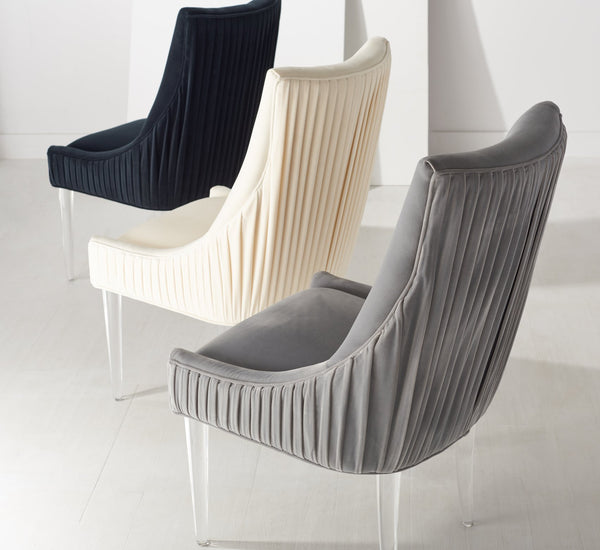 Safavieh De Luca Acrylic Leg Dining Chair In Hudson Grey - Stylish, Modern Design For Upscale Dining Spaces Hudson Grey Plywood Frame Knt4106f