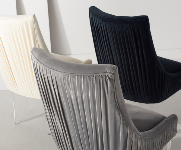 Safavieh De Luca Acrylic Leg Dining Chair In Hudson Grey - Stylish, Modern Design For Upscale Dining Spaces Hudson Grey Plywood Frame Knt4106f