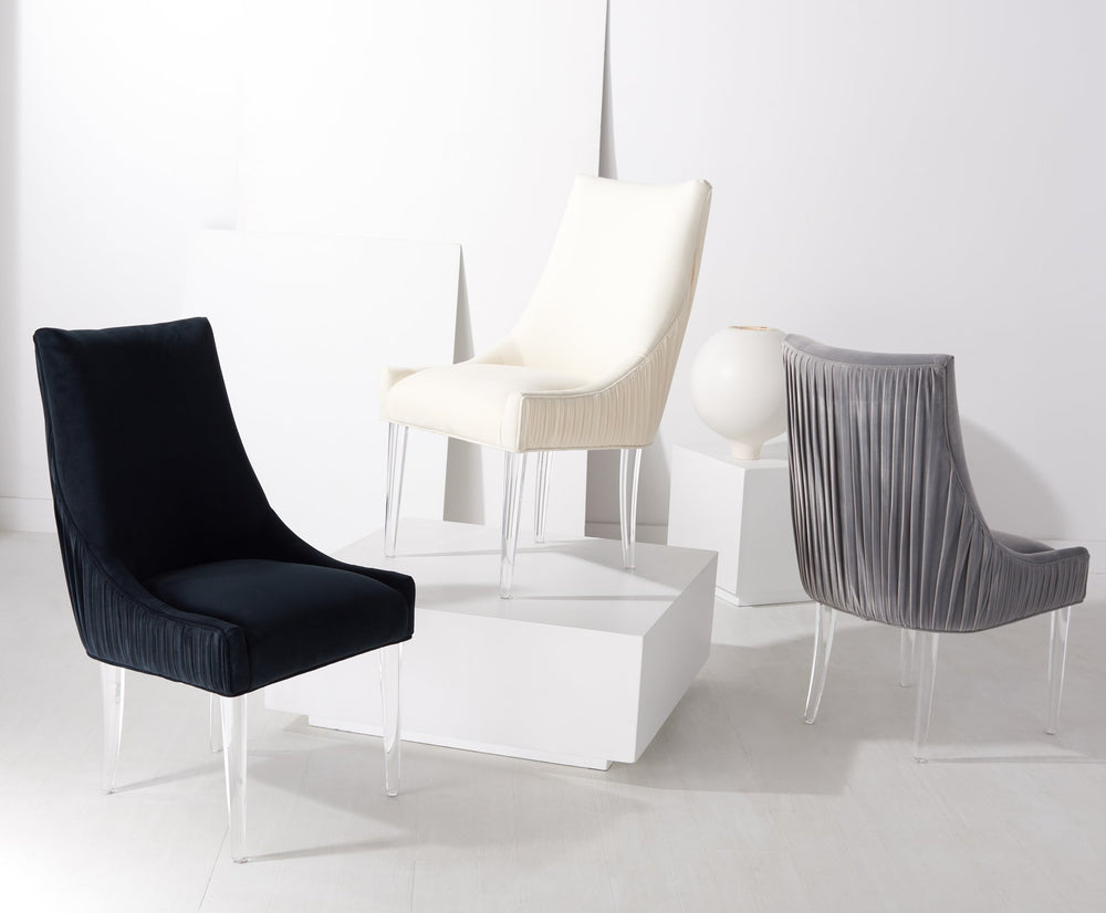 Safavieh De Luca Acrylic Leg Dining Chair In Hudson Grey - Stylish, Modern Design For Upscale Dining Spaces Hudson Grey Plywood Frame Knt4106f