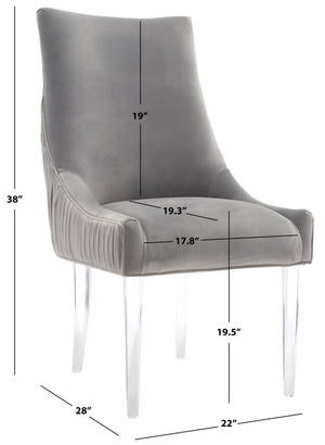 Safavieh De Luca Acrylic Leg Dining Chair In Hudson Grey - Stylish, Modern Design For Upscale Dining Spaces Hudson Grey Plywood Frame Knt4106f