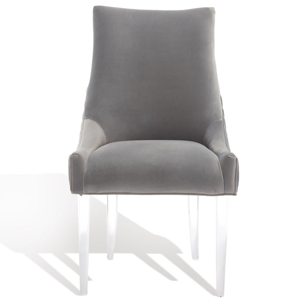 Safavieh De Luca Acrylic Leg Dining Chair In Hudson Grey - Stylish, Modern Design For Upscale Dining Spaces Hudson Grey Plywood Frame Knt4106f
