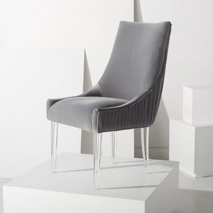 Safavieh De Luca Acrylic Leg Dining Chair In Hudson Grey - Stylish, Modern Design For Upscale Dining Spaces Hudson Grey Plywood Frame Knt4106f