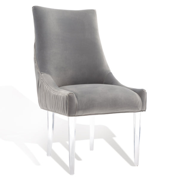Safavieh De Luca Acrylic Leg Dining Chair In Hudson Grey - Stylish, Modern Design For Upscale Dining Spaces Hudson Grey Plywood Frame Knt4106f