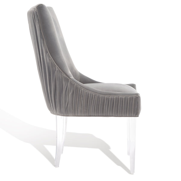 Safavieh De Luca Acrylic Leg Dining Chair In Hudson Grey - Stylish, Modern Design For Upscale Dining Spaces Hudson Grey Plywood Frame Knt4106f