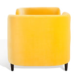 Safavieh Frieda Velvet Tete A Tete Chair Mustard Wood / Fabric / Foam KNT4111D