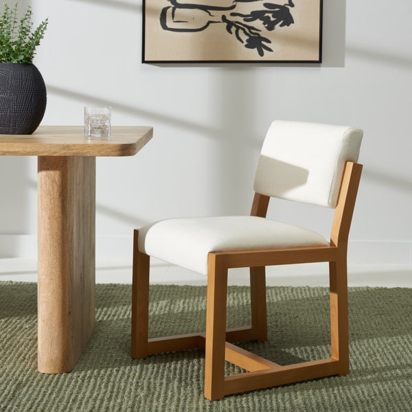 Safavieh Galileo Linen Dining Chair Ivory Wood / Fabric / Foam KNT4113B