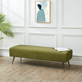 Safavieh Salome Velvet Bench  Olive Green / Antique Brass KNT7041H