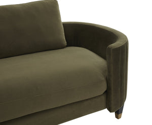 Safavieh WINFORD Velvet Sofa - Luxurious Mid-Century Modern Design with Brass Accents for Elegant Living Spaces Olive / Black KNT7045A