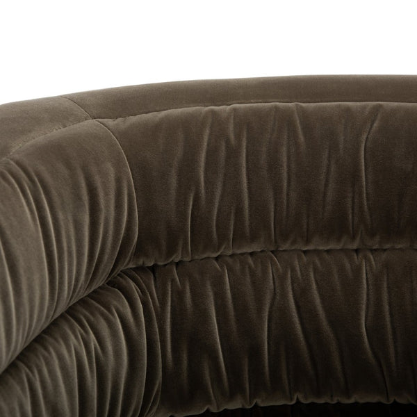 Safavieh MARIE Velvet Swivel Tub Chair in Olive – Elegant Accent with Steel Legs for Modern Living Spaces KNT7059C