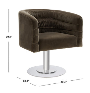 Safavieh MARIE Velvet Swivel Tub Chair in Olive – Elegant Accent with Steel Legs for Modern Living Spaces KNT7059C