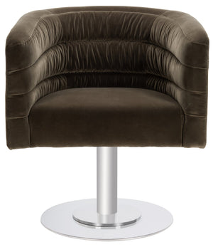 Safavieh MARIE Velvet Swivel Tub Chair in Olive – Elegant Accent with Steel Legs for Modern Living Spaces KNT7059C