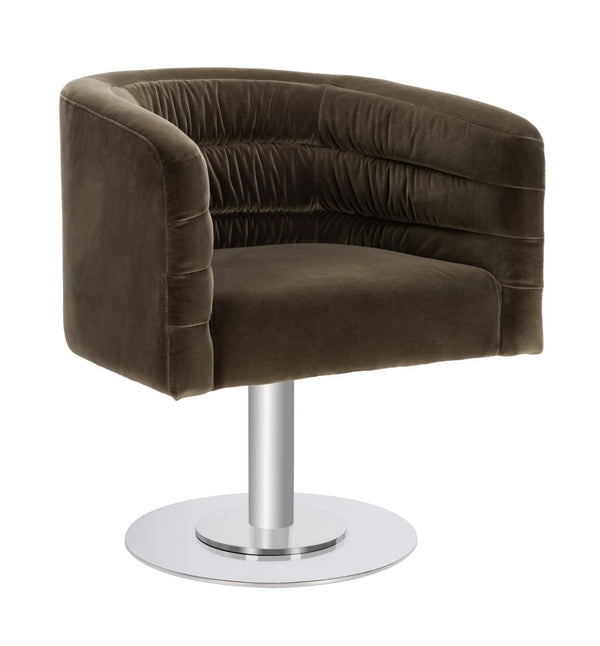 Safavieh MARIE Velvet Swivel Tub Chair in Olive – Elegant Accent with Steel Legs for Modern Living Spaces KNT7059C