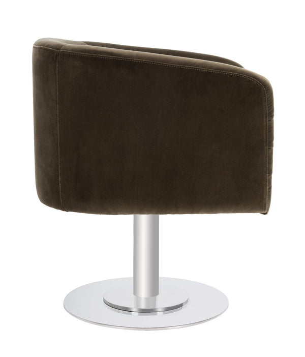 Safavieh MARIE Velvet Swivel Tub Chair in Olive – Elegant Accent with Steel Legs for Modern Living Spaces KNT7059C