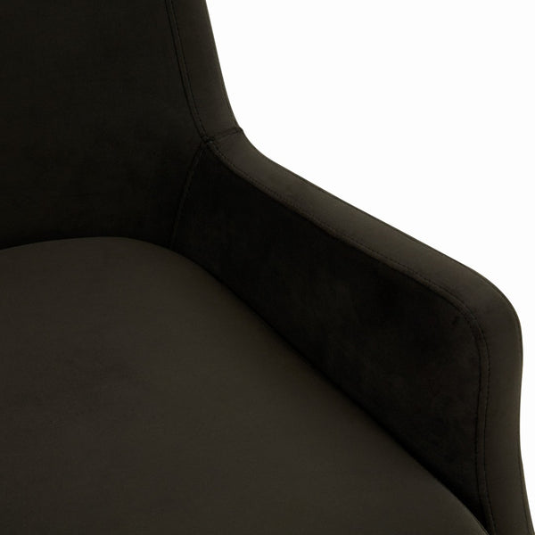 Safavieh SICILY Velvet Armchair in Shale – Retro 1970s Italian Glam with Antique Brass Legs for Luxe Living Spaces KNT7060A