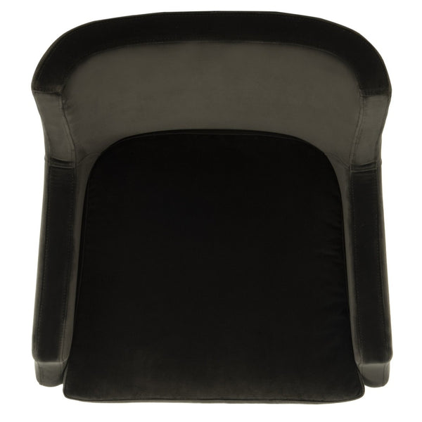 Safavieh SICILY Velvet Armchair in Shale – Retro 1970s Italian Glam with Antique Brass Legs for Luxe Living Spaces KNT7060A