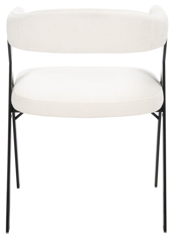 Safavieh Izzy Chenille Dining Chair - Elegant White & Black Design For Modern Dining Spaces & Comfort White ,Black Hard Chinese Pine ,Plywood ,100% Polyester ,Carbon Steel Knt7067b