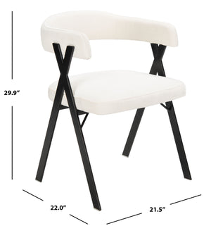 Safavieh Izzy Chenille Dining Chair - Elegant White & Black Design For Modern Dining Spaces & Comfort White ,Black Hard Chinese Pine ,Plywood ,100% Polyester ,Carbon Steel Knt7067b