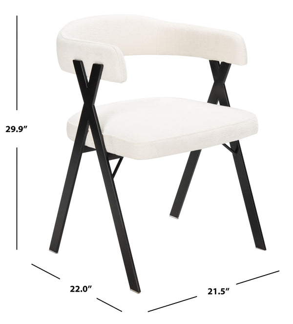 Safavieh Izzy Chenille Dining Chair - Elegant White & Black Design For Modern Dining Spaces & Comfort White ,Black Hard Chinese Pine ,Plywood ,100% Polyester ,Carbon Steel Knt7067b