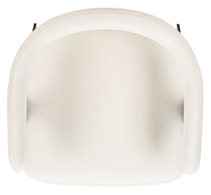 Safavieh Izzy Chenille Dining Chair - Elegant White & Black Design For Modern Dining Spaces & Comfort White ,Black Hard Chinese Pine ,Plywood ,100% Polyester ,Carbon Steel Knt7067b