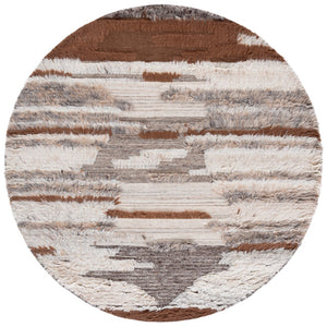 Safavieh Kenya Hand-knotted Round Area Rug - Luxurious Wool Blend With Intricate Patterns For Modern Homes Grey ,Brown 90% Wool,10% Cotton Kny225a-4sq